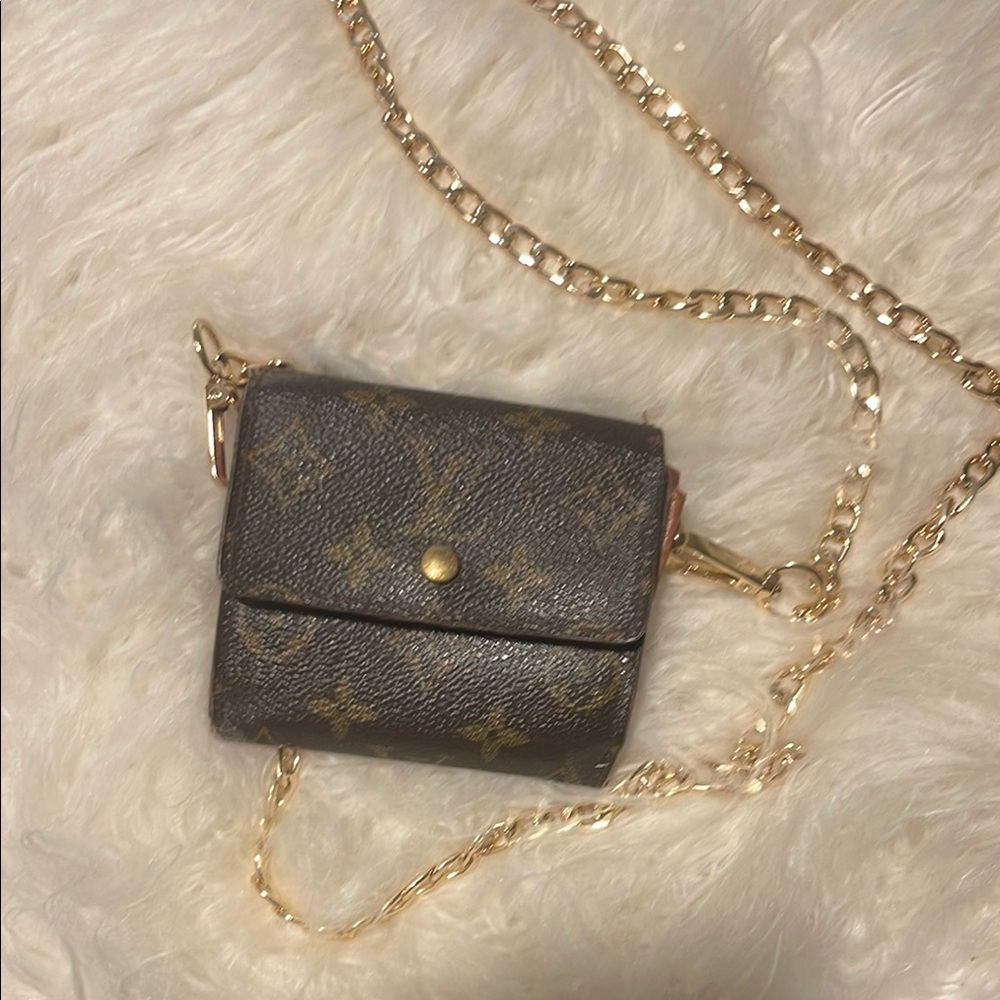 Louis Vuitton Brown and Gold Crossbody Bag with Chain Strap